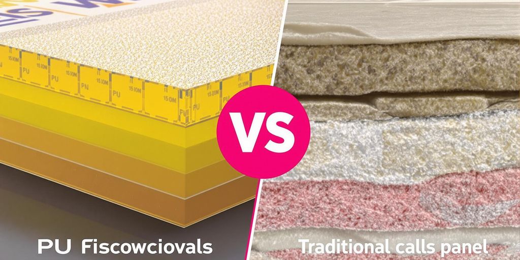 Comparison of PU sandwich panels and traditional insulation materials.