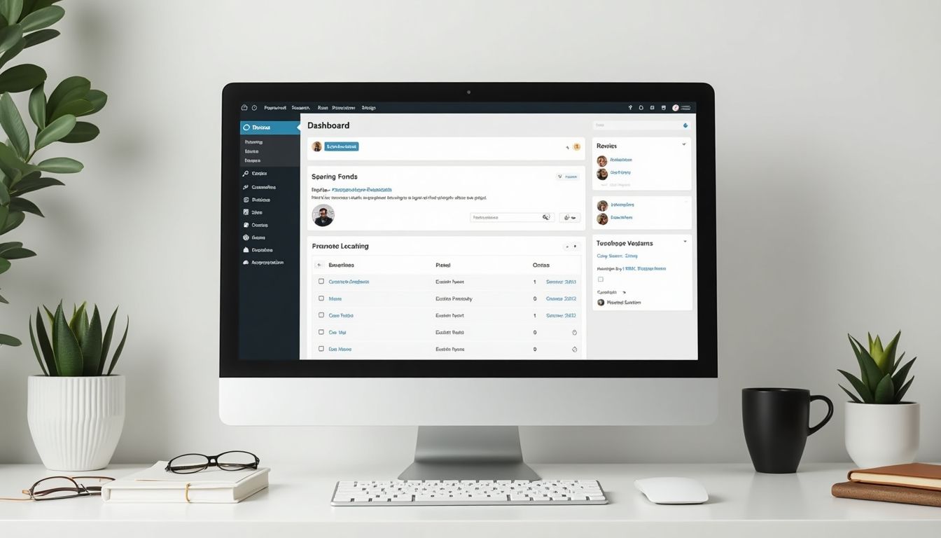Computer screen with WordPress Dashboard displayed.