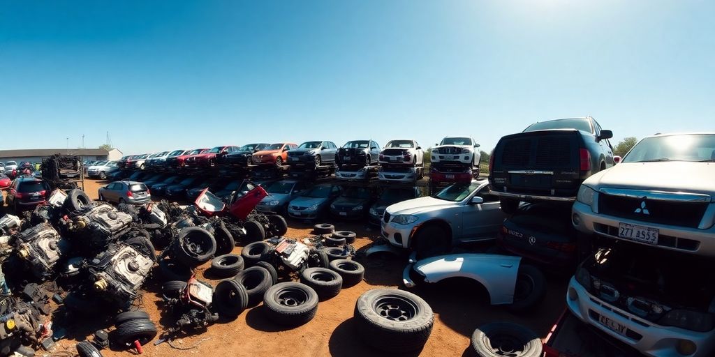 Car parts in an Australian wrecking yard.