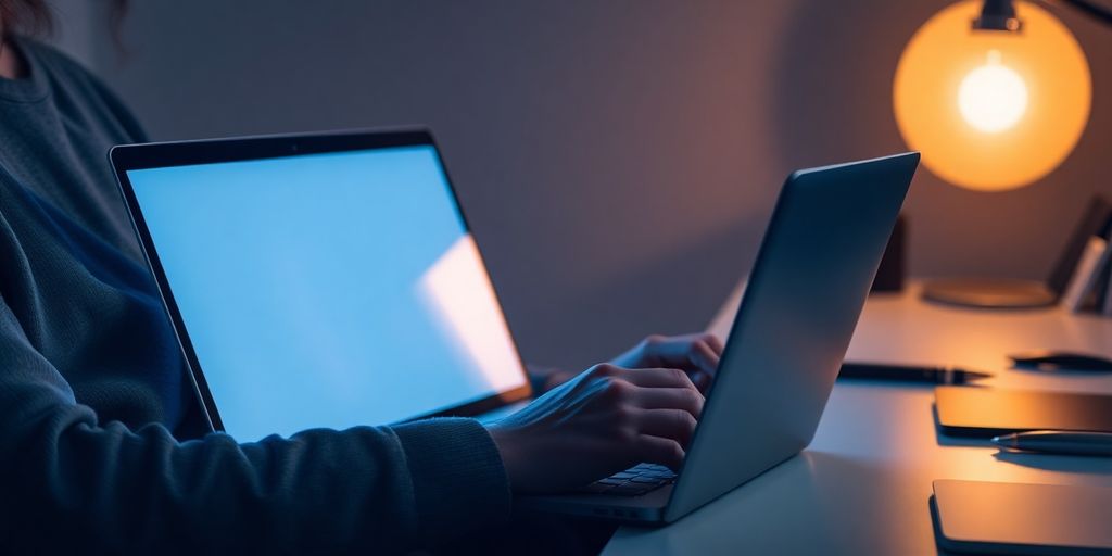 Person using a laptop with E*TRADE.