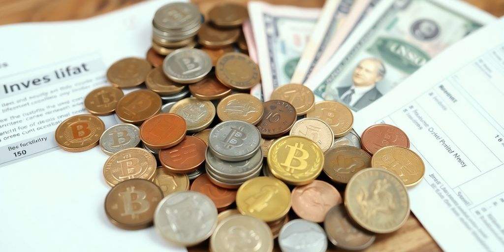 Diversité des investissements : pièces et billets variés.