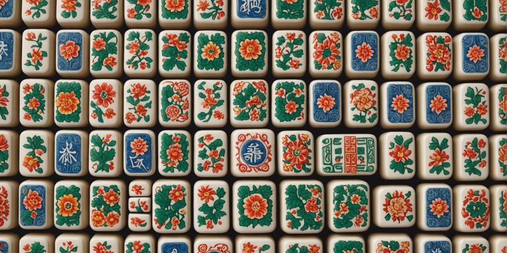 Mahjong tiles with traditional symbols
