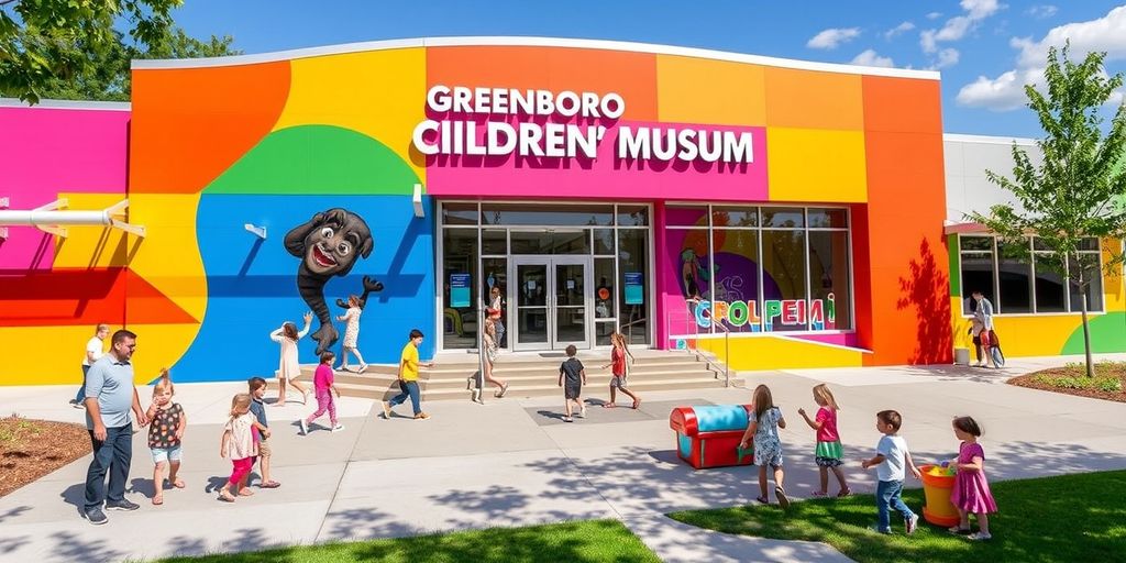 Families enjoying Greensboro Children's Museum