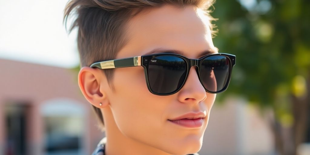 Person wearing sunglasses in a bright outdoor setting.