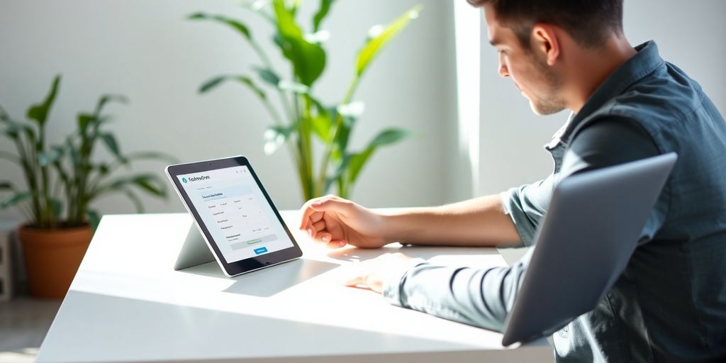 Person navigating job applications on a tablet