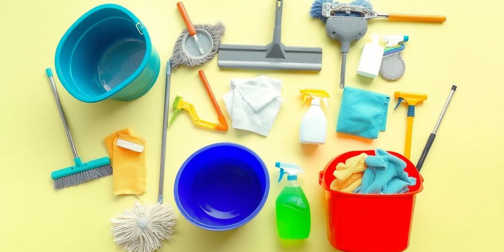 Cleaning tools and supplies.