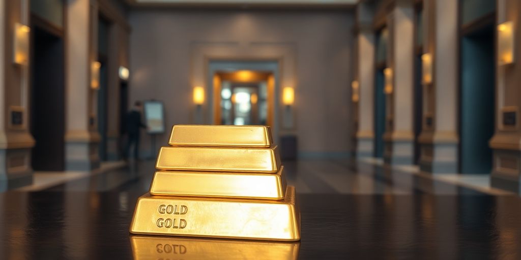 Lingot d'or sur fond bancaire sécurisé