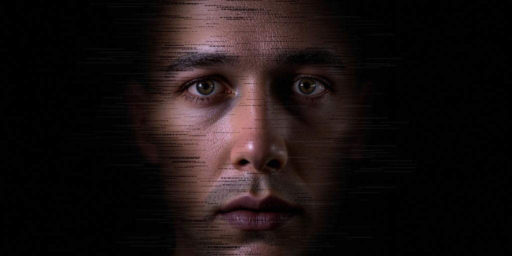 Digital face morphing, illustrating deepfake technology and misuse.