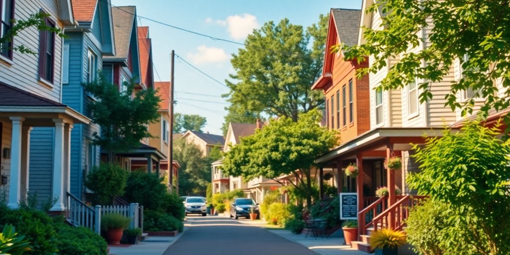 Gezellige straatbeelden van een levendige buurt