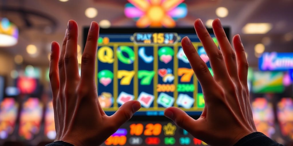Person enjoying vibrant slots and cards.