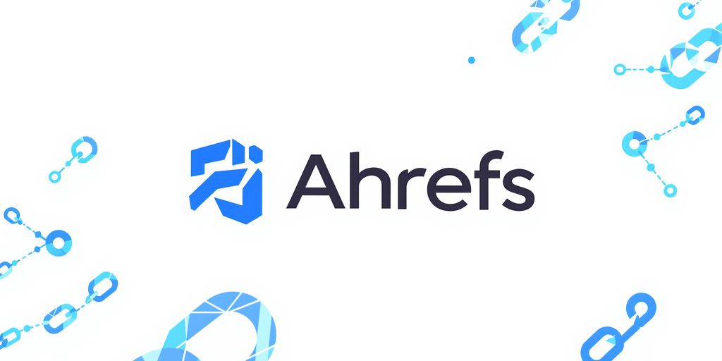 Ahrefs logo with abstract blue links.