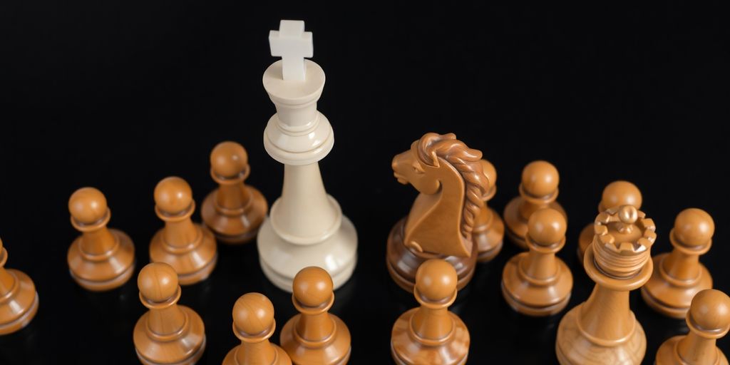 Chess pieces on board.