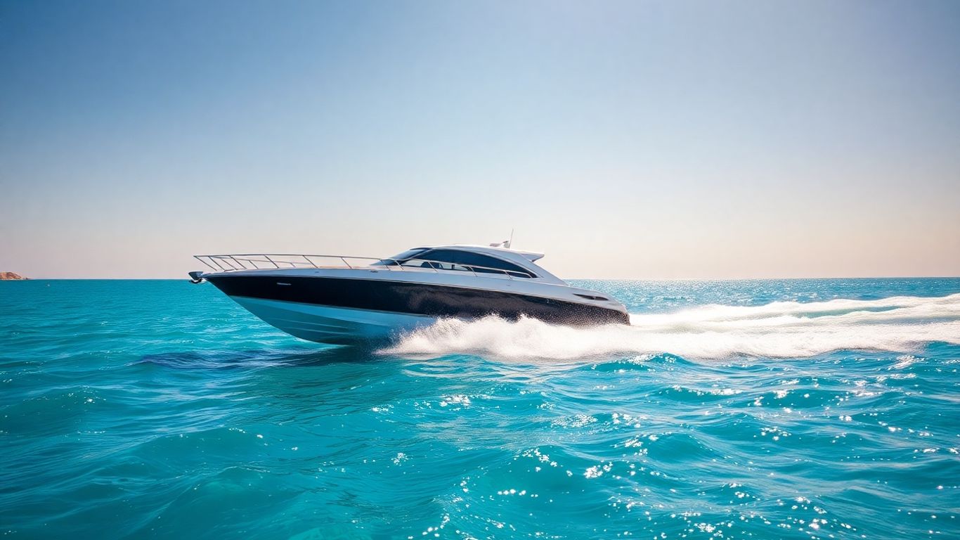 Motorboat on blue water