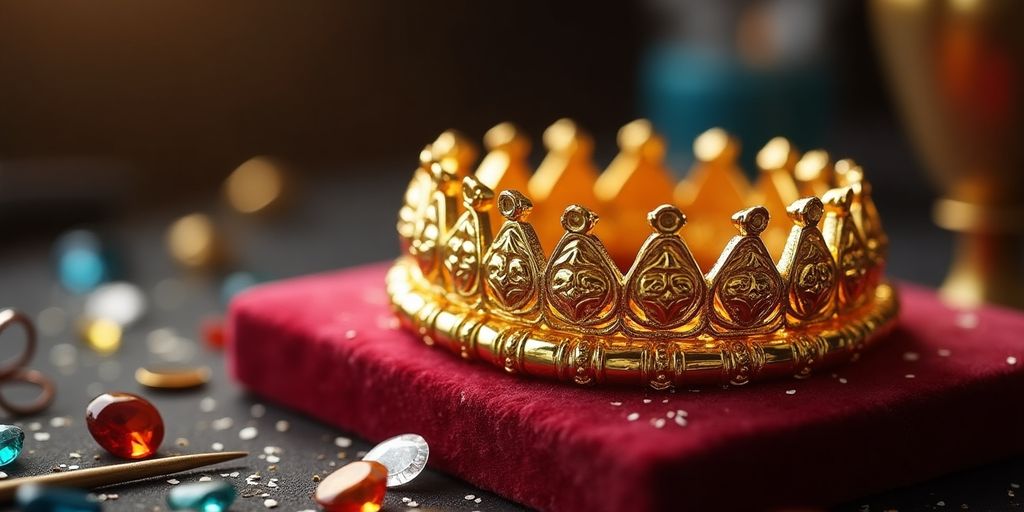 Couronne dentaire en or sur un fond en velours.
