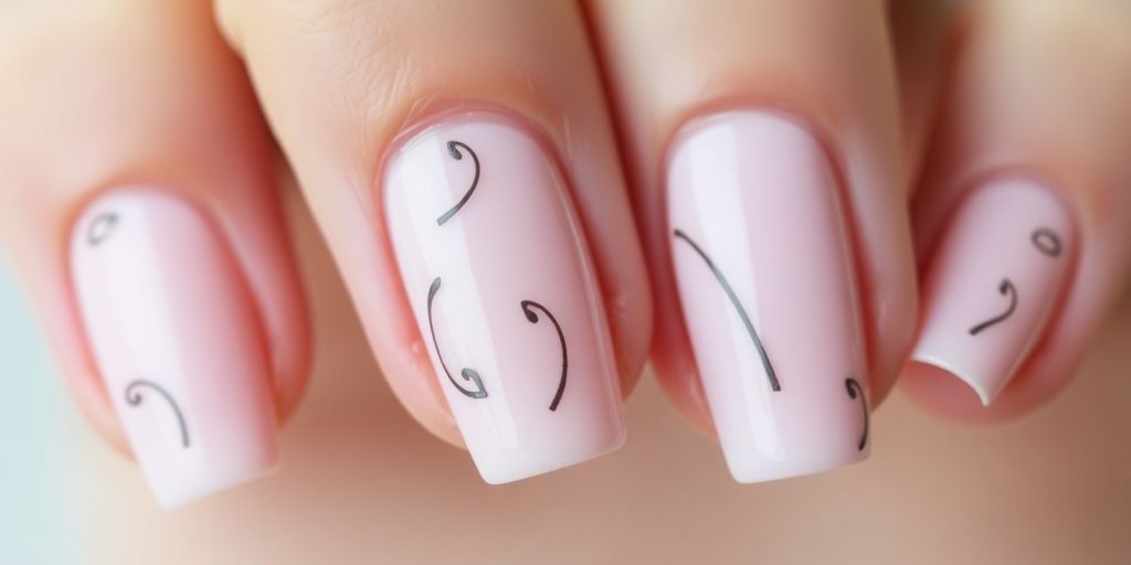 Unhas decoradas em cores claras e elegantes.