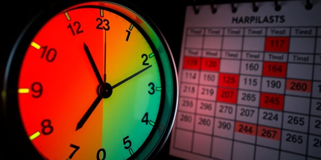 Digital clock and calendar highlighting forex trading events.