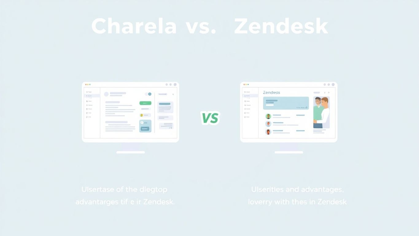 Illustrasjon av Charla og Zendesk brukergrensesnitt.