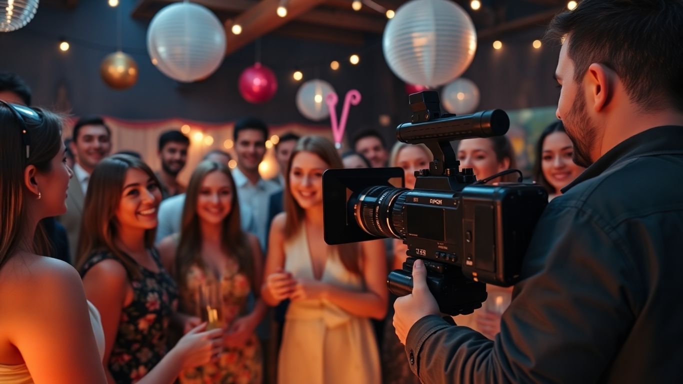 Videographe filmant une fête privée animée