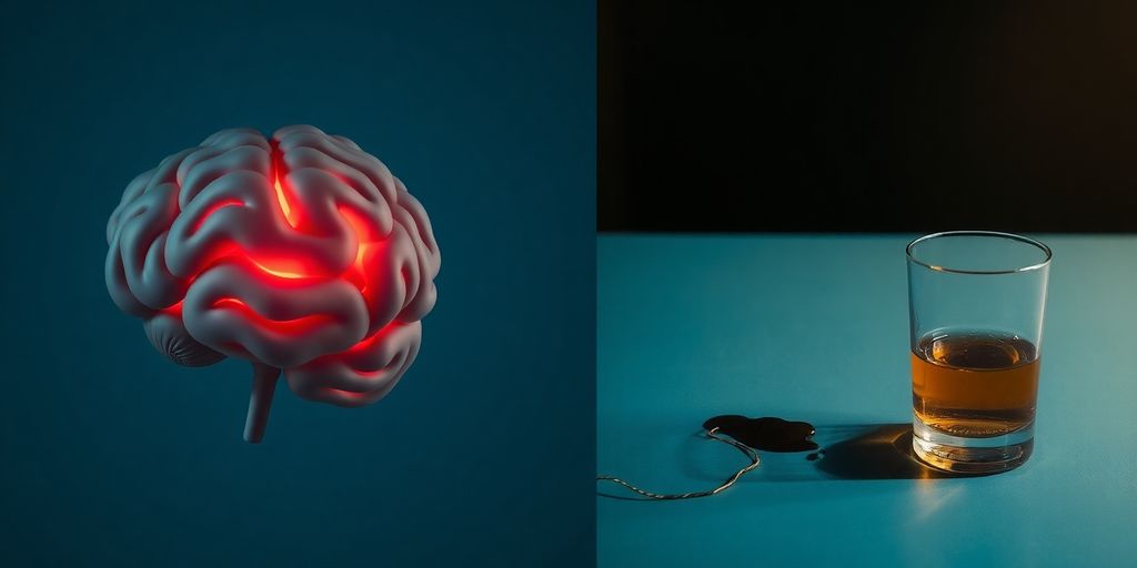 Brain and spilled drink with a lifeline.