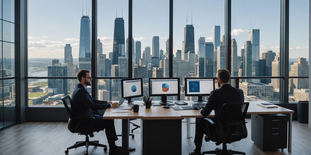 IT consultants collaborating in Chicago office.