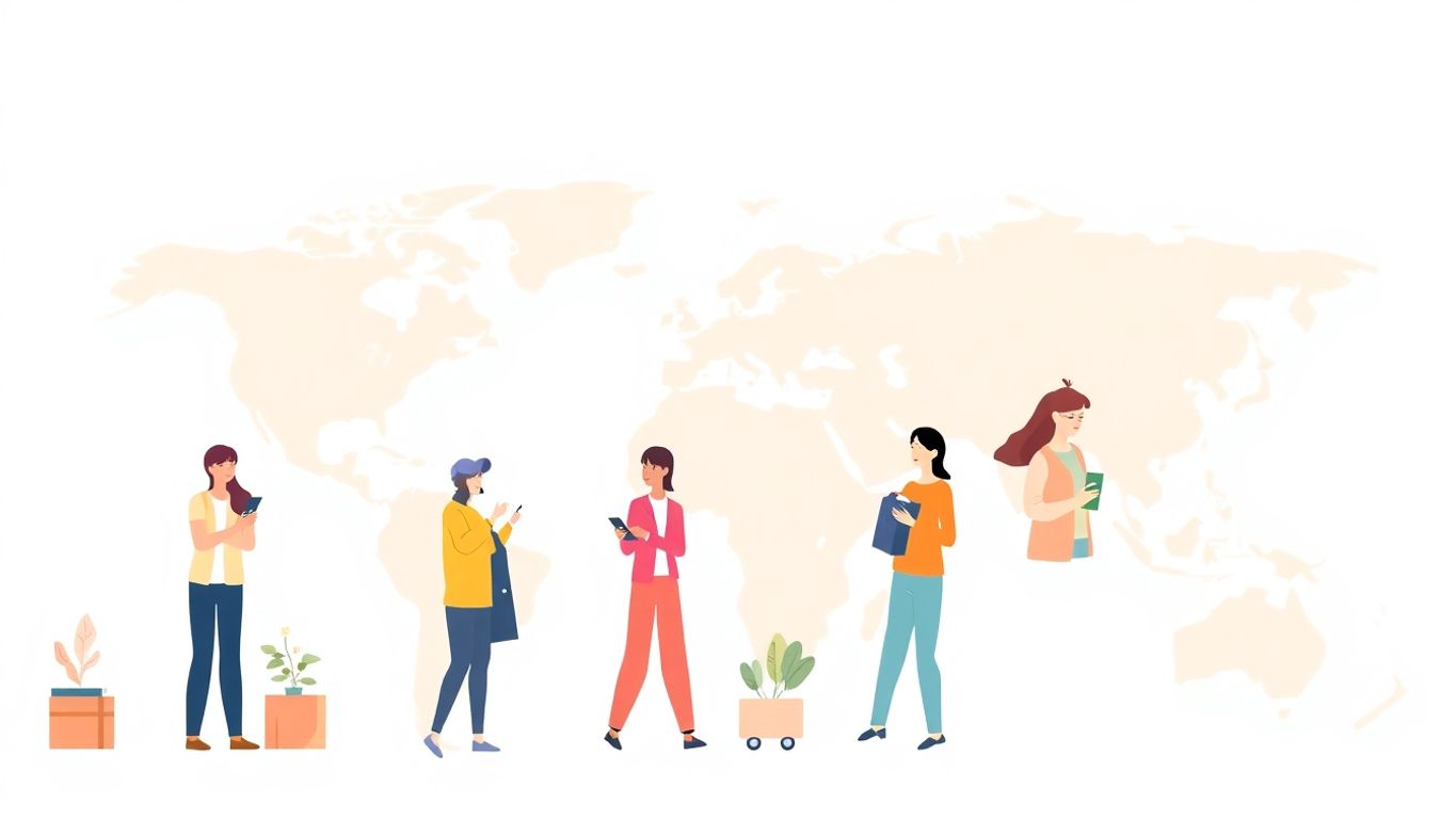 Illustrasjon av kundereiser i et globalt marked.