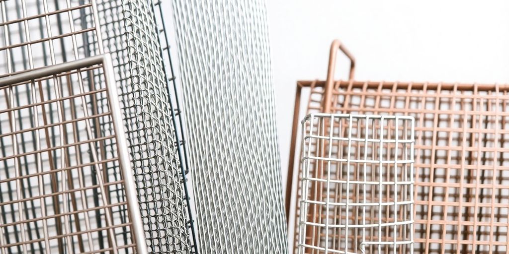 Close-up of metal mesh materials for welding projects.
