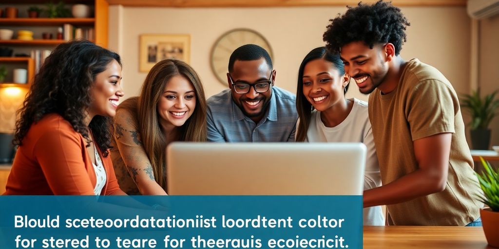 Group discussing content creation in a cozy workspace.