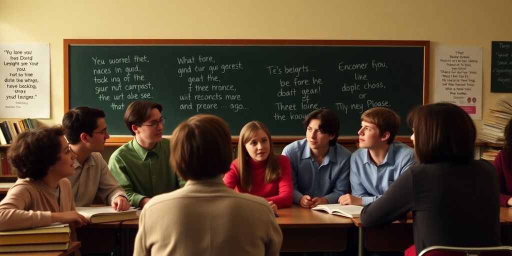 Students in a classroom passionately discussing ideas together.