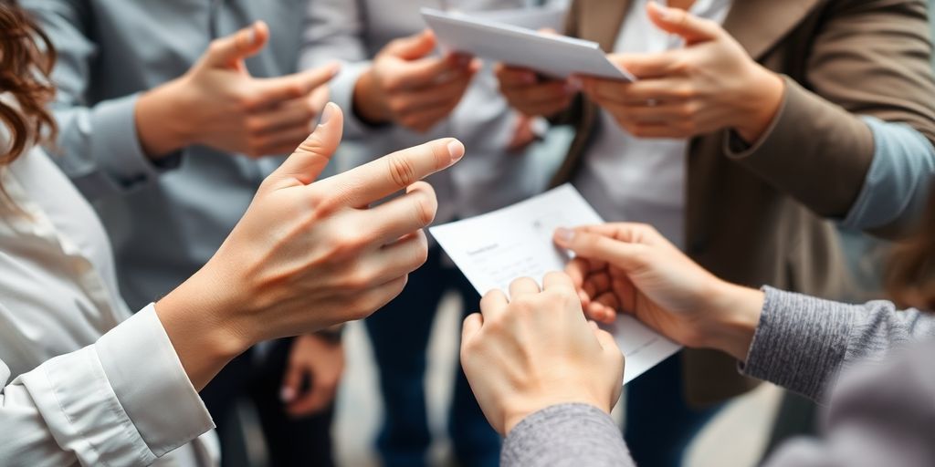 Business people collaborating on an advertisement.