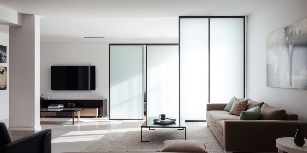 Elegant sliding room dividers in a modern interior.
