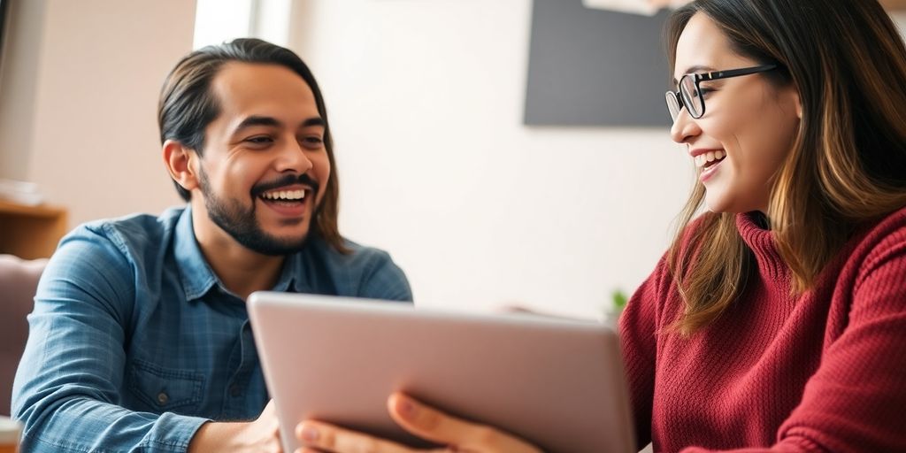 Dva čoveka razgovaraju uz laptop, koristeći chat.