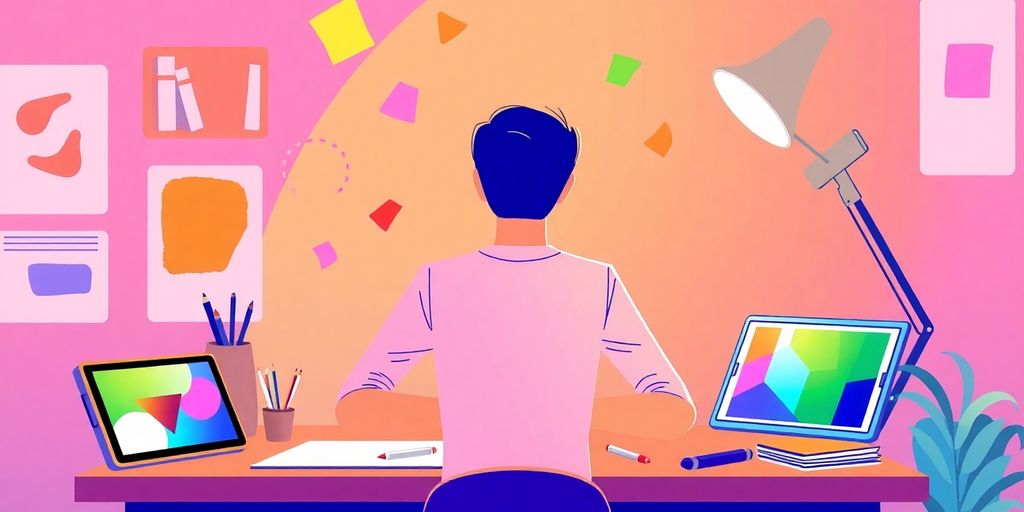 Illustrative image of a graphic designer working.