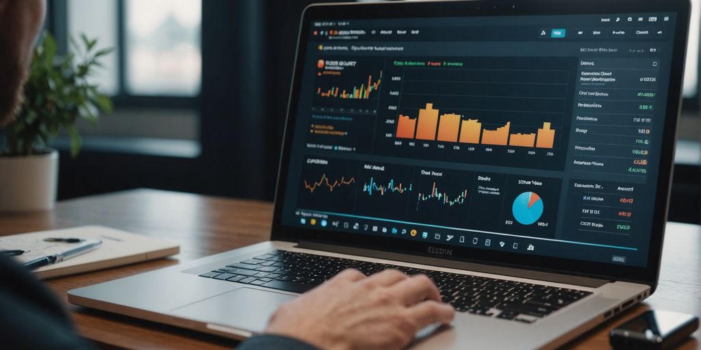 Laptop showing website analytics and optimization tools.