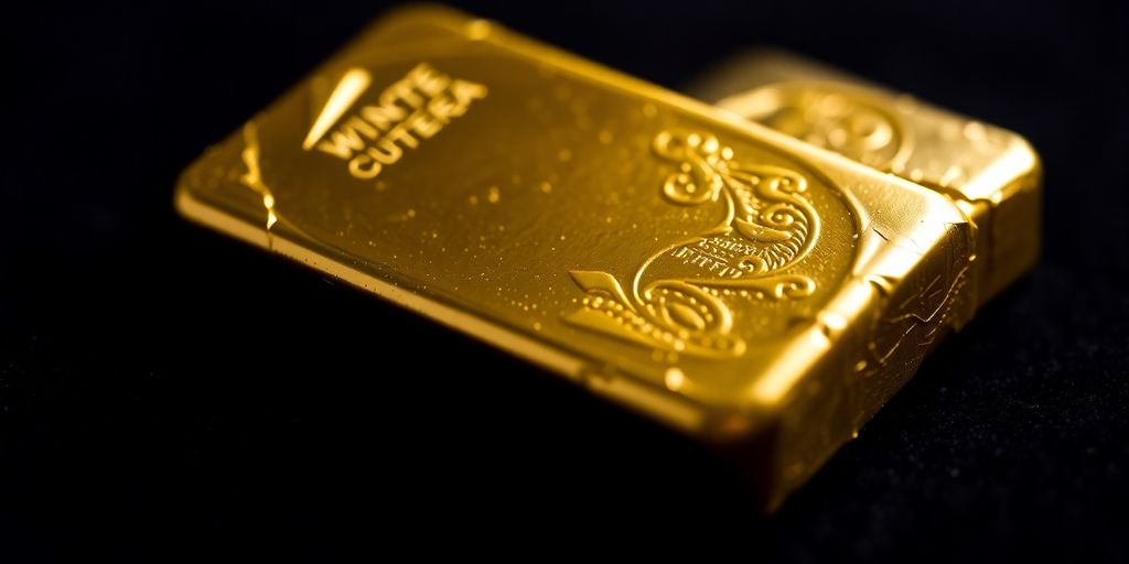 Lingot d'or sur un fond sombre.