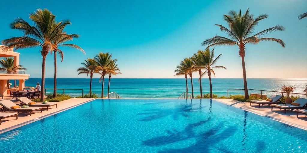 Luxury resort pool in Cabo San Lucas.