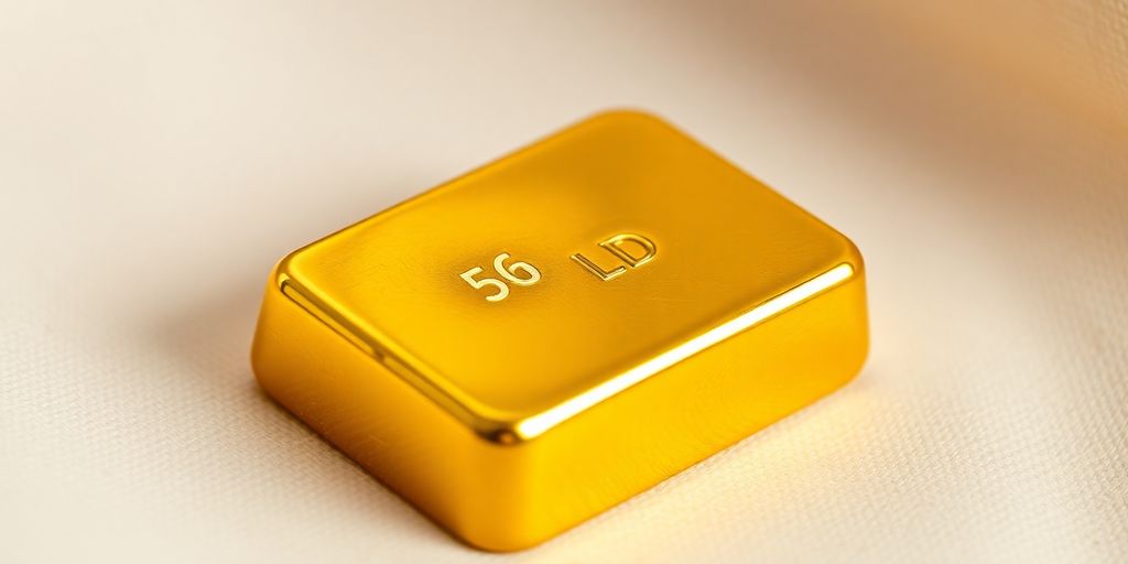 Lingot d'or de 5g sur fond neutre.