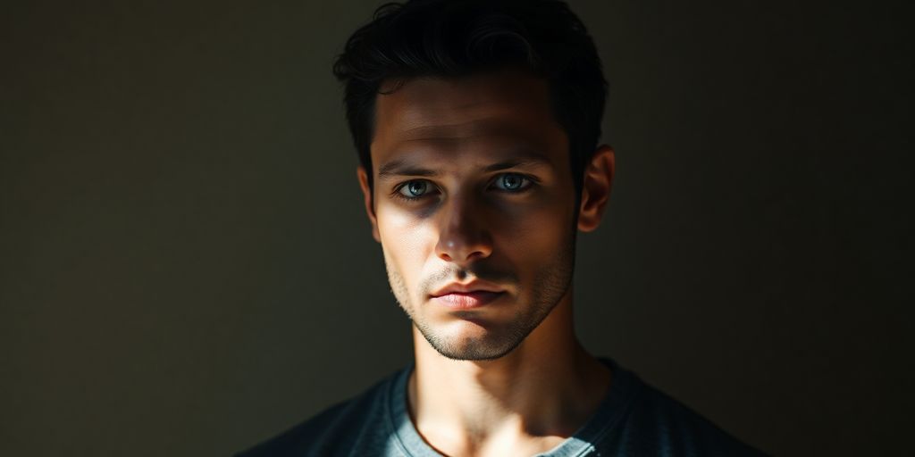 Person looking determined, focusing on a distant, bright goal.