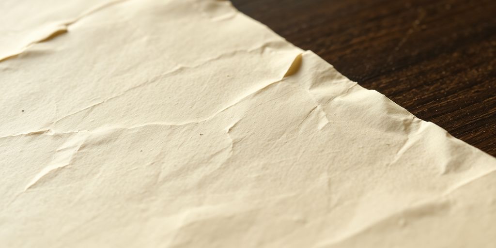 Ancient Chinese paper, soft, delicate, on a wooden surface.