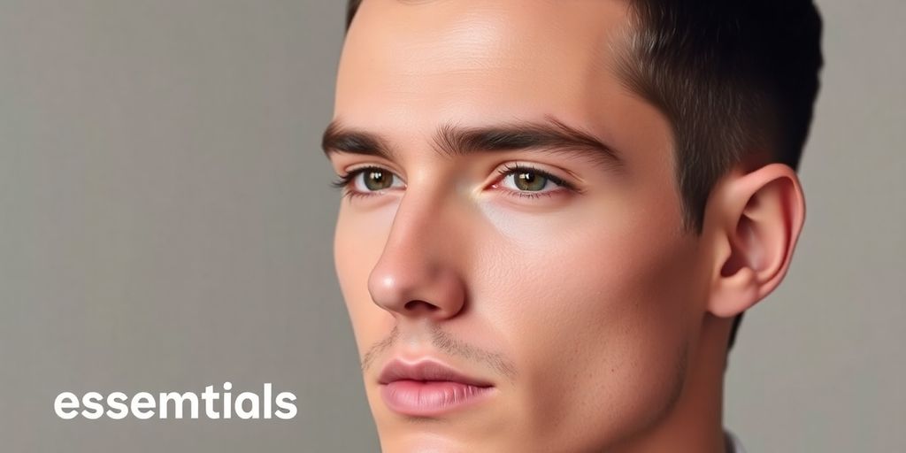 Stylish man with clean haircut in soft lighting.