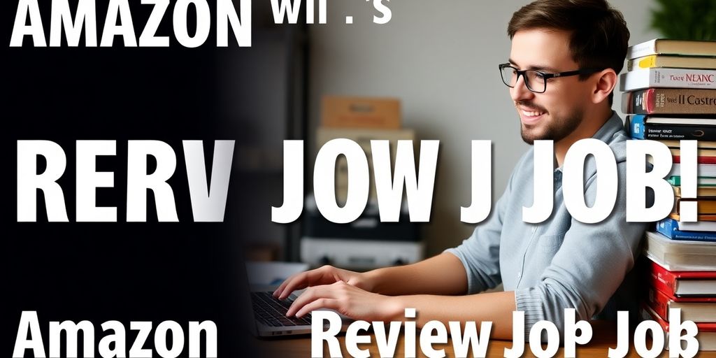 Person happily writing Amazon reviews on a laptop.