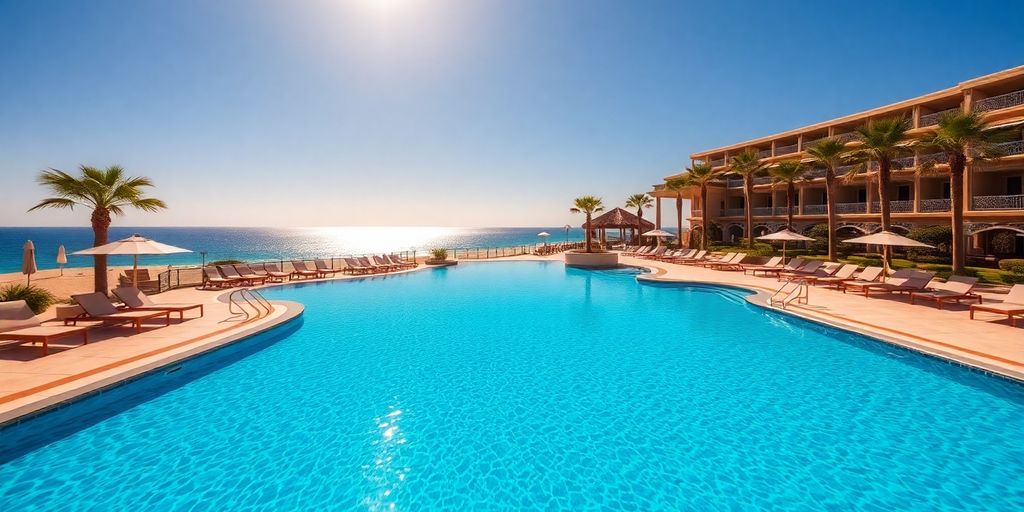 Luxury resort pool, Cabo San Lucas beach