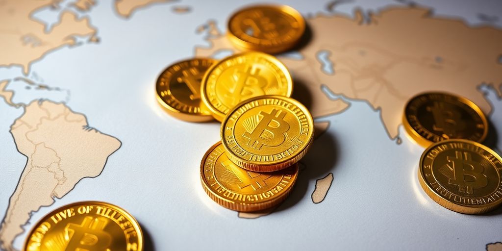 Pièces d'or et cartes de différents pays