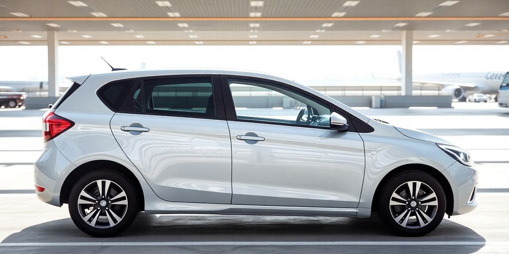 Voiture de location garée à l'aéroport d'Orly.