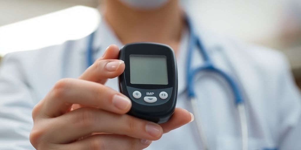 Fasting blood sugar reading in a medical setting.