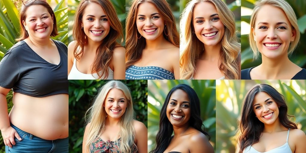 Smiling individuals showing weight loss and glowing skin.