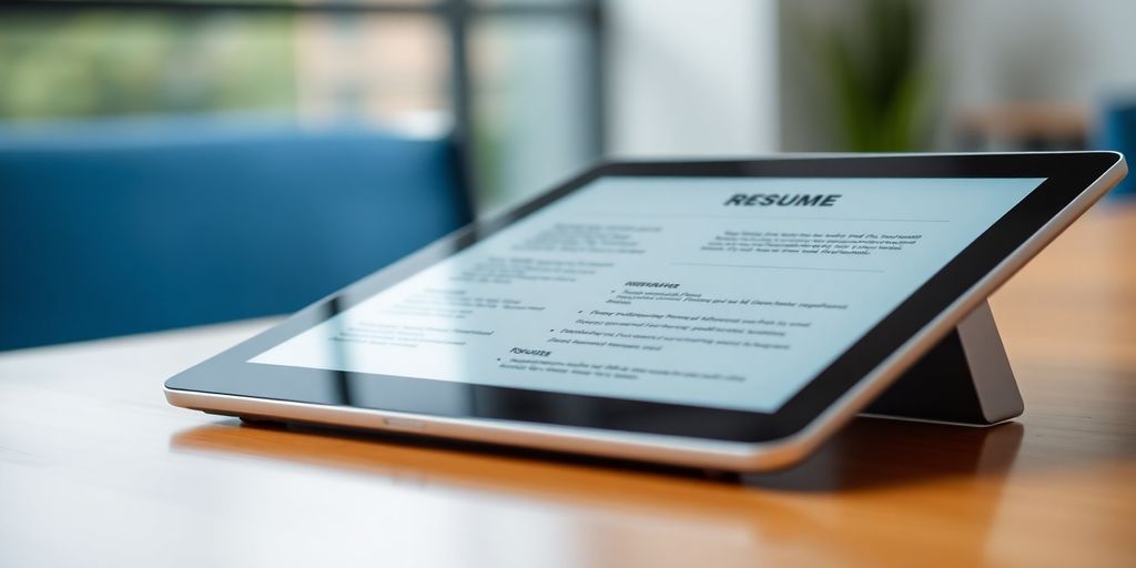 Resume on a digital tablet screen.