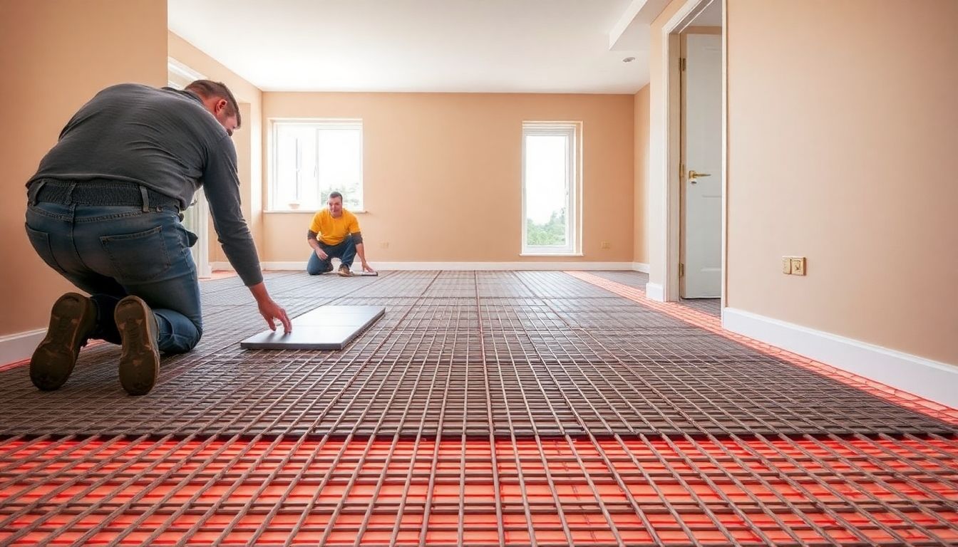 Installation of underfloor heating in a new build property.
