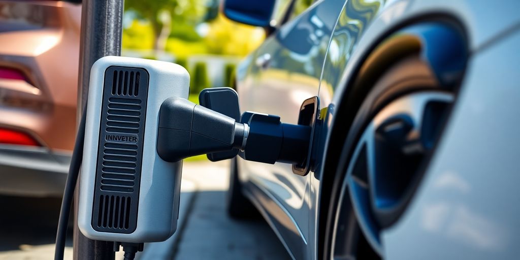 EV charging station with inverter.