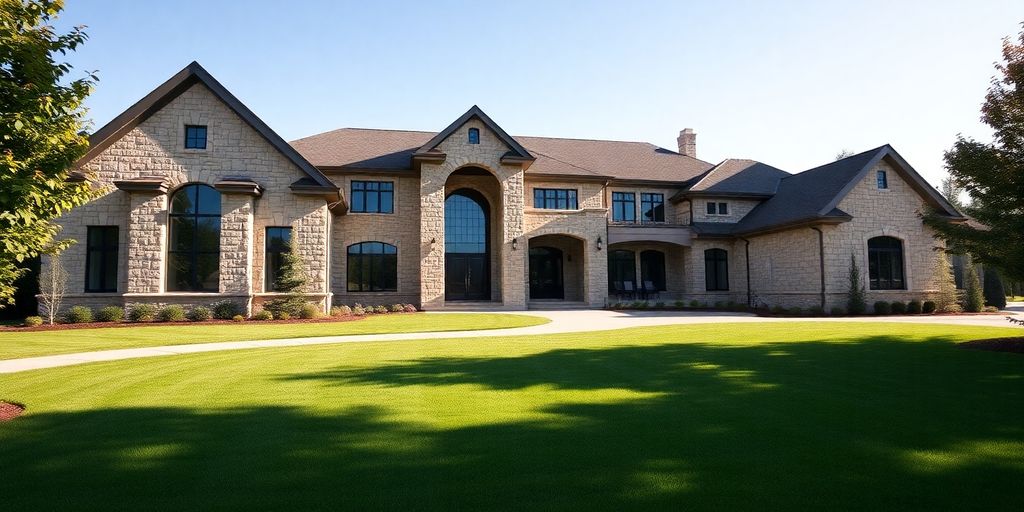 Beautiful custom home exterior with modern architecture.
