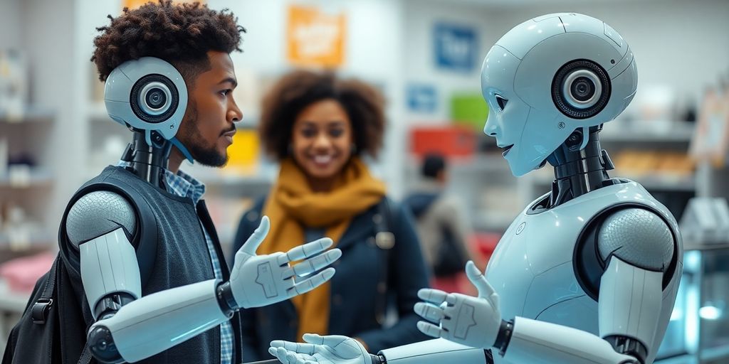 AI robot interacting with a customer.